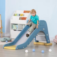 AIYAPLAY Tobogán para Niños 18-48 Meses Tobogán Infantil para Interior y Exterior 145x45x63 cm Azul y Gris(m-2)