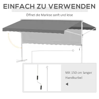 Outsunny Standmarkise Markise 4,5 x 3,4m Terrassenüberdachung Gartenmarkise mit Faltarm Kurbel Terrasse Grau Alu Metall(m-5)