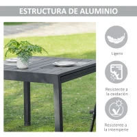 Outsunny Mesa de Jardín Extensible de Aluminio Mesa de Comedor para Exterior para 4-6 Personas Carga Max. 70 kg para Patio Terraza Balcón 90-180x90x73 cm Gris(m-5)