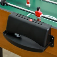 HOMCOM 4-in-1 Partyspieltisch inkl. Tischtennis, Kicker, Billard, Tischhockey, Metall, Holz, Natur+Schwarz(m-9)