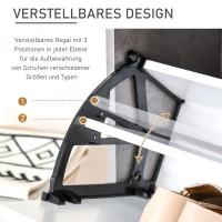 HOMCOM Schuhschrank Schuhregal Schuhbank mit 2 Kippschubladen Einfaches Design E1 Spanplatte Grau+Weiß 62,5 x 26 x 81 cm(m-4)