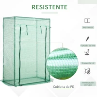 Outsunny Invernadero con Puerta Enrollable y Estructura de Acero Invernadero de Jardín Terraza Patio para Cultivo de Plantas 100x50x150 cm Verde(m-4)