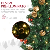 HOMCOM Decorazioni Natalizie, Set 4 Pezzi con 2 Alberelli di Natale Φ40x90 cm, Ghirlanda Natalizia e Corona di Natale(m-5)