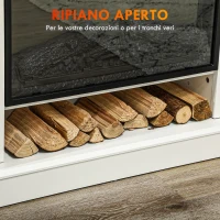 HOMCOM Camino Elettrico 1800W con Fiamma a 3 Intensità e Telecomando, in Legno, Metallo e Vetro, 117x30x100 cm, Bianco(m-5)