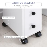 kleankin Badschrank Badezimmerschrank Badregal Kommode Standschrank zwei Schubfächer offenes Fach vier Räder Spanplatte Weiß 18x30x68,5 cm(m-5)