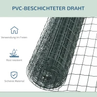 PawHut Maschendrahtzaun 1,22m Höhe 10 m Längen 100 x 50mm Maschenweite 2.1 mm Drahtstärke Drahtzaun aus Stahl Drahtgeflecht Maschendraht Gartenzaun Drahtgitter Kaninchendraht für Garten, Haus, Hof(m-5)