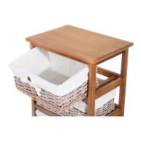 HOMCOM Mobiletto con 5 Cesti per la Casa in Vimini e Legno di Platano 40 x 29 x 90 cm Legno e Bianco(m-9)