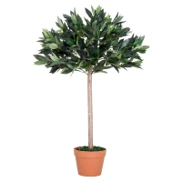 Outsunny 3ft Artificial Olive Tree Indoor Plant Greenery for Home Office Potted in An Orange Pot(m-11)