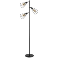 HOMCOM Retro Practical Tree Floor Lamp 3 Angle Adjustable Lampshade Steel Base for Living Room Bedroom Office Black 165cm(m-1)
