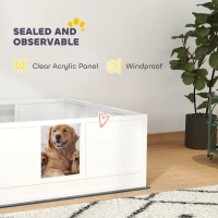 PawHut Whelping Box for Dogs with Whelping Pad, Adjustable Entrance, Non-slip Foot Pads, for Large Dogs, 124 x 120cm(m-6)