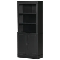 HOMCOM Credenza Cucina in Legno con Ripiani e Armadietto 2 Ante con Mensole Regolabili, 74.6x35.5x182.5cm(m-10)