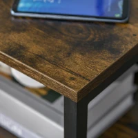 HOMCOM Industrial Side Table with Drawer, Sofa Table, Bedside Cabinet with Storage Shelf, Slim Nightstand for Living Room, Bedroom, Rustic Brown(m-7)