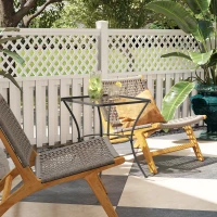Outsunny 60cm Square Garden Table, Outdoor Metal Bistro Side Desk with Mesh Top, Black(m-9)