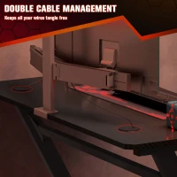 HOMCOM Gaming Desk 120 x 65 cm Steel Frame with Cup Holder, Headphone Hook, Adjustable Feet and Cable Organiser, Home Office Computer Table, Black(m-5)