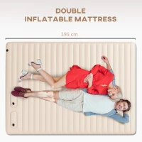 Outsunny Double Inflatable Mattress, with Built-In Pump - White(m-4)