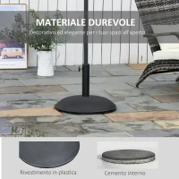 Outsunny Base per Ombrellone da Giardino in Cemento con Palo di Ø35mm, Ø38mm, Ø48mm, Nero Ø49x37 cm(m-4)