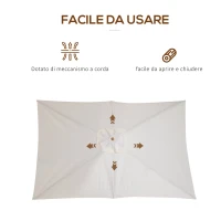 Outsunny Ombrellone 2x3 m da Giardino Impermeabile, in Legno e Poliestere 180G, Beige(m-7)