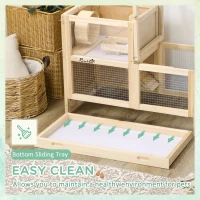 PawHut Wooden Hamster Cage with Sliding Tray, 2 Tiers Gerbil Cage Mice Rodent Small Animal Hutch with Run Area, Openable Roofs, Ramp, Seesaw, Running Wheel, 78 x 41.5 x 60 - Natural(m-5)