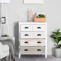 HOMCOM Chest of Drawers,5 Drawers Storage Cabinet Bedroom Clothes Closet Living Room Organizer(m-10)