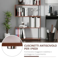 HOMCOM Libreria a 4 Ripiani Design Moderno in Legno e Metallo, Libreria Scaffale per Soggiorno, Studio, Ufficio, 80x30x145cm Noce(m-6)