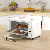 HOMCOM Horno Eléctrico Sobremesa 10L  750W Horno Eléctrico Pequeño Temperatura 230 ℃ y Temporizador 36,5x26x22 cm Blanco(m-3)