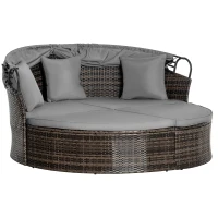 Outsunny Sonneninsel, teilbar in 2 Sofas, verstellbarer Sonnenschutz, Rattanoptik, Grau, 1,7 x 1,8 x 1,5 m(m-11)