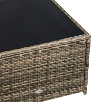 Outsunny 8 Pieces Outdoor PE Rattan Sofa Set with Cushions, Patio Garden Furniture Sets with Glass Top Coffee Table, Storage Corner Table, Mixed Brown(m-9)