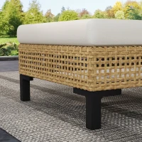 Outsunny Polyrattan Sonnenliege Gartenliege mit Kissen 3-stufig verstellbar Rattanliege Gartenmöbel Liege Stahl Natur 65 x 200 x 31 cm(m-8)