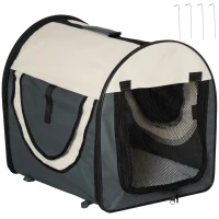 PawHut Hundebox faltbare Hundetransportbox Haustierrucksack mit Kissen Reisetasche Transportbox für Tier wasserdicht Oxfordstoff Dunkelgrau 46 x 36 x 41 cm(m-10)