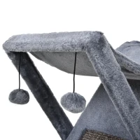 PawHut Arbre à chats pliable design grattoir sisal naturel niche hamac jeu boules suspendues gris(m-7)