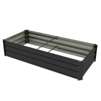 Outsunny Jardinière rectangulaire potager de jardin bac à fleurs en acier avec bordure de sécurité et fond ouvert noir
