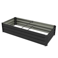 Outsunny Jardinière rectangulaire potager de jardin bac à fleurs en acier avec bordure de sécurité et fond ouvert noir(m-1)