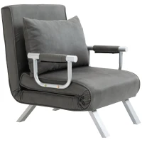 HOMCOM 4-in-1 Faux Suede Chair Bed - Grey(m-11)