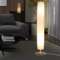 HOMCOM Lámpara de Pie Moderna para Dormitorio Comedor Salón (2 E27 Bombilla) Interruptor de y Bajo Consumo con Base de Acero Inoxidable 120 cm Blanco(m-7)