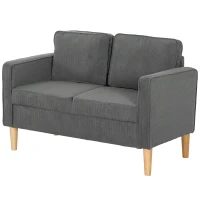 HOMCOM Small Two-Seater Corduroy Sofa - Grey(m-11)