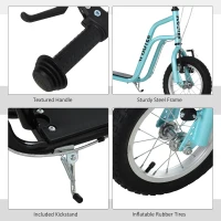 HOMCOM Stunt Scooter, Kids Scooter, 12'' Rubber Tyre Kick Scooter with Adjustable Handlebar, Dual Brakes, Blue(m-6)