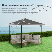 Outsunny 3 x 3(m) Gazebo Canopy Replacement Cover, Garden Gazebo Roof Replacement with Drain Holes, Water Resistant PVC Coating, 370g/㎡, UPF30+, TOP COVER ONLY, Grey(m-3)