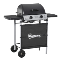 Outsunny Barbacoa de Gas con 2 Quemadores 5,6 KW 2 Ruedas 2 Mesas Laterales y Parrillas de Acero 104x49x99 cm Negro