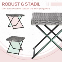 Outsunny Beistelltisch aus Polyrattan klappbar Kaffeetisch Couchtisch Tablett Balkontisch Gartentisch Sofatisch Teetisch Gartenmöbel Rattantisch für Garten Terrasse Balkon, 40x40x40cm Graul(m-6)