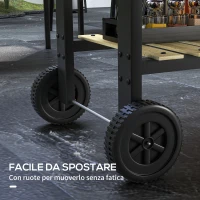 Outsunny Barbecue a Carbonella ad Altezza Regolabile con 2 Griglie e 2 Ripiani, in Metallo e Legno, 113x53.5x82.5 cm, Nera(m-7)