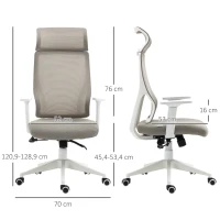 Vinsetto Silla de Oficina Silla de Escritorio Giratoria Ajustable en Altura y Reclinable hasta 120° Bloqueo de Posición 64x61x120,9-128,9 cm Gris(m-3)