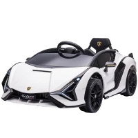 HOMCOM Lamborghini Sian Licensed 12V Electric Car for Kids 2 Motors Toy Car with Remote Control Music Lights MP3 for 3-5 Years White(m-11)