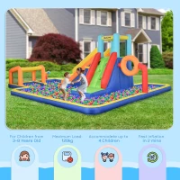 Outsunny 6 in 1 Bouncy Castle with Slide, Pool, Climbing Wall, Water Cannon, Basketball Hoop, Football Stand, for Ages 3-8 Years(m-5)