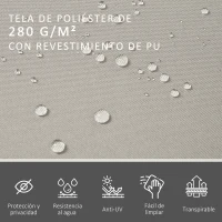 Outsunny Toldo Lateral Retráctil Doble 600x160 cm Pantalla de Privacidad Extensible con Ángulo Ajustable y Protección UV 50+ para Jardín Balcón Terraza Beige(m-4)