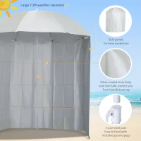 Outsunny 88" Arc 2.2M Fishing Umbrella Beach Parasol with Sides Brolly Shelter Canopy Shade with FREE Carry Bag Off-White(m-5)