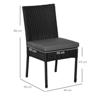 Outsunny Set of Two Armless Rattan Garden Chairs - Black(m-3)