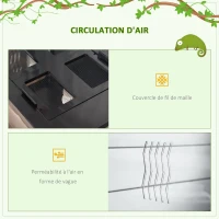 PawHut Terrarium en verre - vivarium reptiles & batraciens - habitat tortue - couvercle grillagé 2 parties amovibles - distributeur eau, thermomètre, pincette, 2 douilles inclus - ABS acrylique noir(m-4)