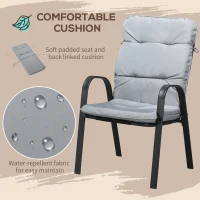 Outsunny 5 Pieces Outdoor Square Garden Dining Set w/ Tempered Glass Dining Table 4 Cushioned Armchairs, Umbrella Hole, Grey(m-6)