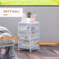 HOMCOM Carrello Portaoggetti a 3 Livelli in Truciolato e Acciaio, 34x29.5x57.5 cm, Bianco(m-6)