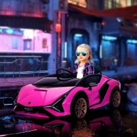 HOMCOM Lamborghini Sian Licensed 12V Electric Car for Kids 2 Motors Toy Car with Remote Control Music Lights MP3 for 3-5 Years Pink(m-10)